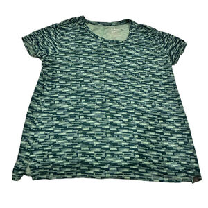 L.L.Bean Teal & White Patterned Short Sleeve Tee L